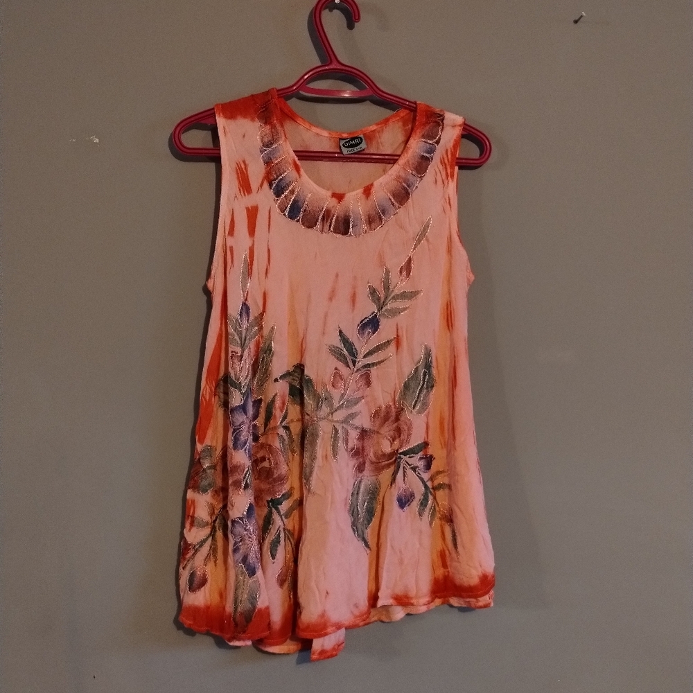 Dimri Made in India Tye-Dye Floral Embroidered Top
